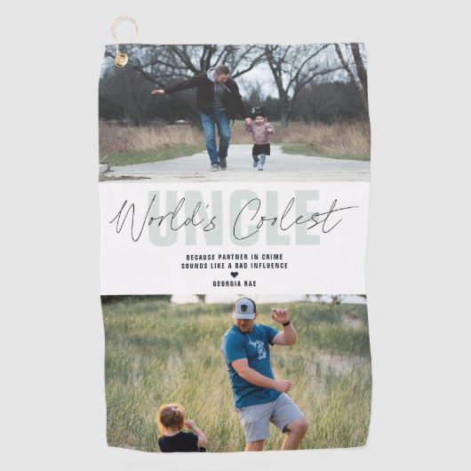 世界の最高の叔父 |写真モダンコラージュ ゴルフタオル (正面)