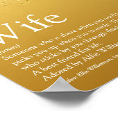 世界の最高の妻定義金ゴールドグリッターおもしろい ポスター (角)