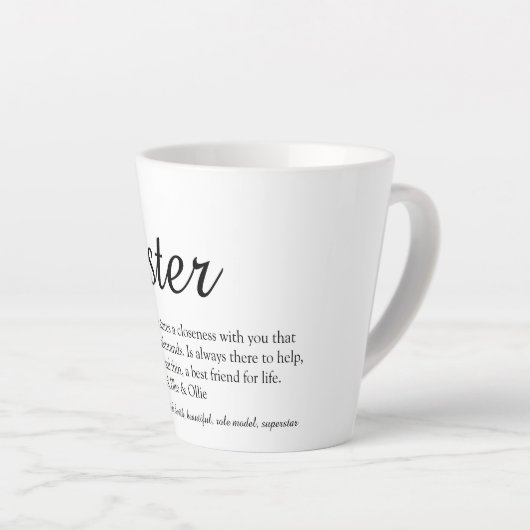 世界の最高の姉妹定義スエレガントクリプト カフェラテマグ (右アングル)