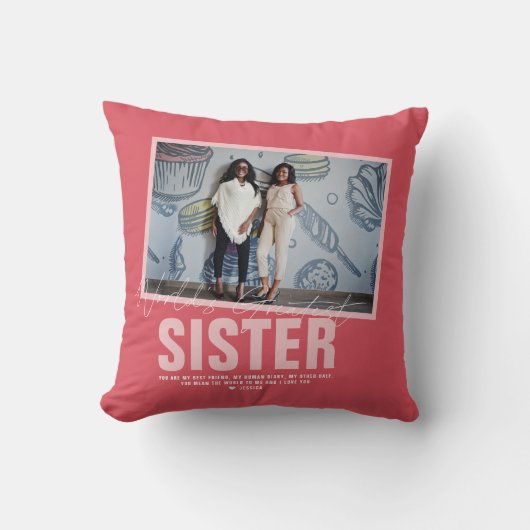 世界の最高の姉妹 |写真モダンコラージュ クッション (正面)