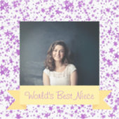 世界の最高の姪の写真カスタム紫の星 シール (正面)