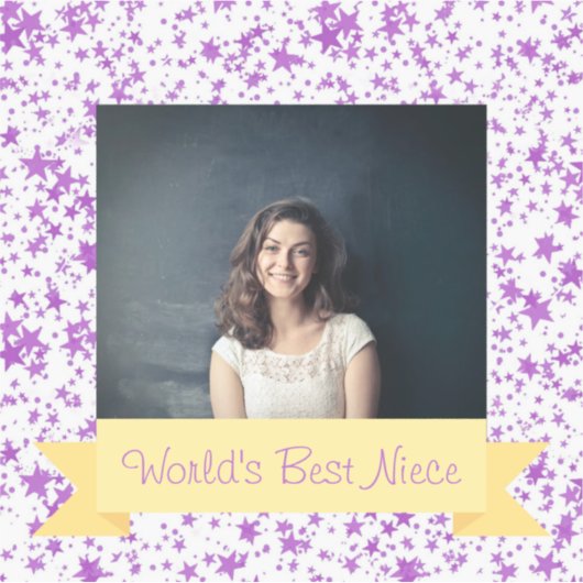 世界の最高の姪の写真カスタム紫の星 シール (正面)