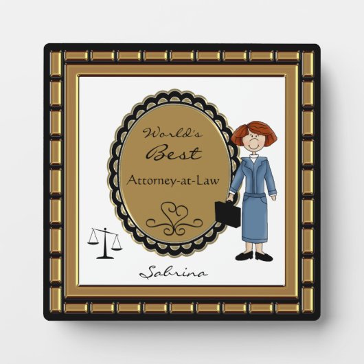 世界の最高の弁護士の女斑 フォトプラーク (正面)