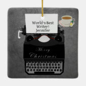 世界の最高の文字タイプライター セラミックオーナメント (裏面)