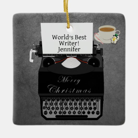 世界の最高の文字タイプライター セラミックオーナメント (正面)