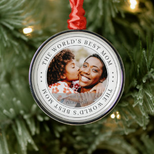 世界の最高の母のクラシックシンプル写真 メタルオーナメント