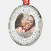 世界の最高の母のクラシックシンプル写真 メタルオーナメント (左)