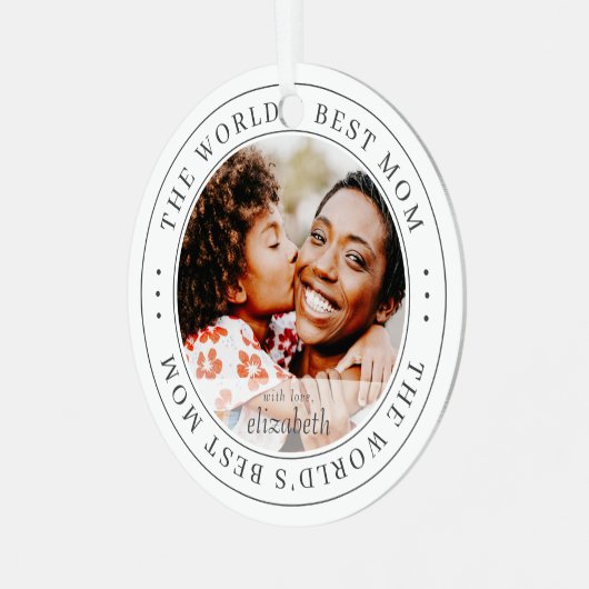 世界の最高の母のクラシックシンプル写真 メタルオーナメント (正面左)