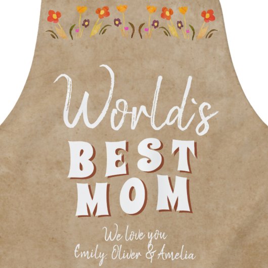 世界の最高の母の花フローラベージュ母の日 エプロン