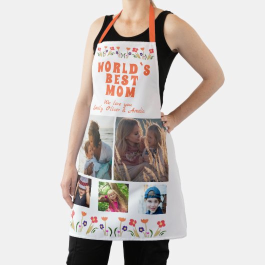 世界の最高の母の花5フォトコラージュキープサケ エプロン (インサイチュ)