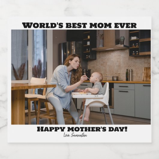 世界の最高の母は今まで幸せな母の日のワインラボ スパークリングワインラベル (シングルラベル)