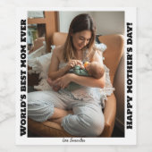 世界の最高の母は今まで幸せな母の日 ワインラベル (シングルラベル)