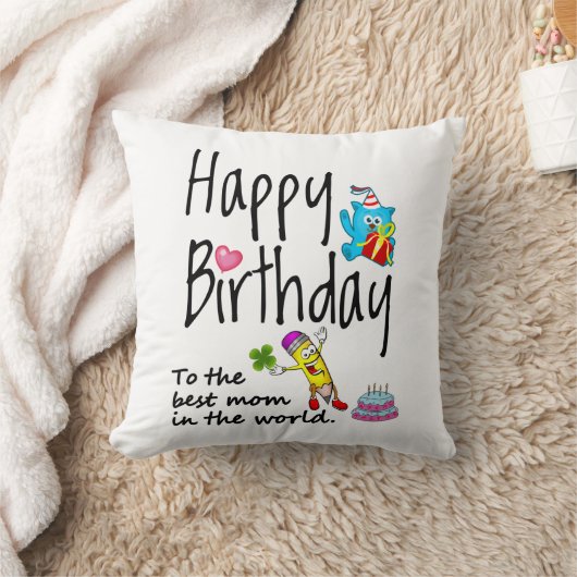 世界の最高の母へのハッピーバースデー クッション (ブランケット)