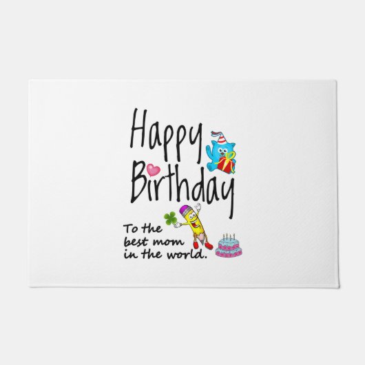 世界の最高の母へのハッピーバースデー ドアマット (正面)