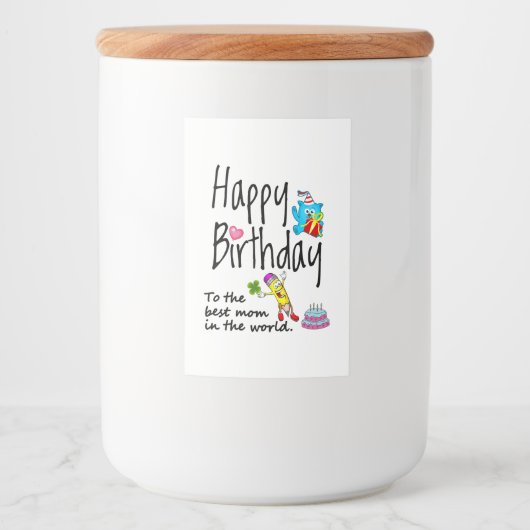 世界の最高の母へのハッピーバースデー フードラベル (正面)