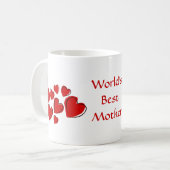 世界の最高の母カスタム赤串ハートマグ コーヒーマグカップ (正面左)