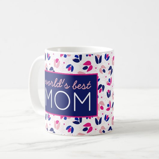 世界の最高の母チューリップピンク・ブルーの贈り物 コーヒーマグカップ (正面左)