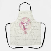 世界の最高の母ピンクフローラバルーン母の日 エプロン (正面)
