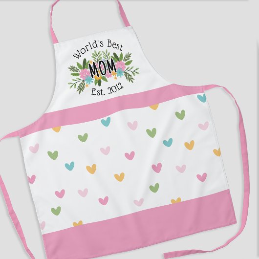 世界の最高の母フローラハート母の日 エプロン