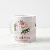 世界の最高の母ヴィンテージピンクのバラの花 コーヒーマグカップ (正面左)