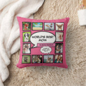 世界の最高の母写真コラージュおもしろいピンク クッション (ブランケット)