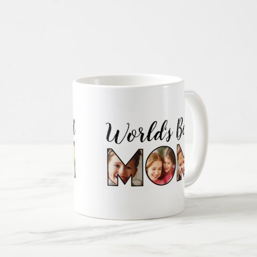 世界の最高の母引用文3 Photo Collage コーヒーマグカップ (正面右)