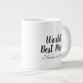 世界の最高の母白黒カスタム脚本かわいい ジャンボコーヒーマグカップ (正面右)