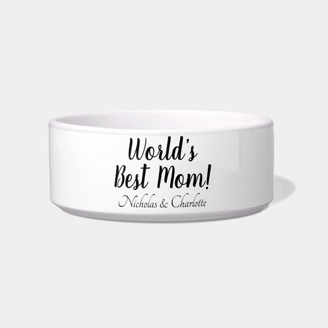 世界の最高の母白黒カスタム脚本かわいい ボウル (正面)