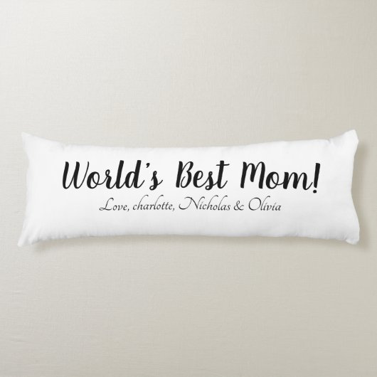 世界の最高の母白黒カスタム脚本かわいい ボディピロー (正面)