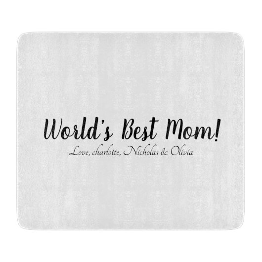 世界の最高の母白黒カスタム脚本エレガント カッティングボード (正面)