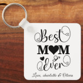 世界の最高の母白黒カスタム脚本エレガント キーホルダー (正面)