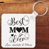 世界の最高の母白黒カスタム脚本エレガント キーホルダー (裏面)