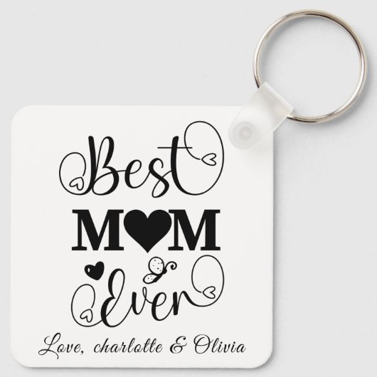 世界の最高の母白黒カスタム脚本エレガント キーホルダー (裏面)