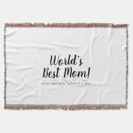 世界の最高の母白黒カスタム脚本エレガント スローブランケット (正面)