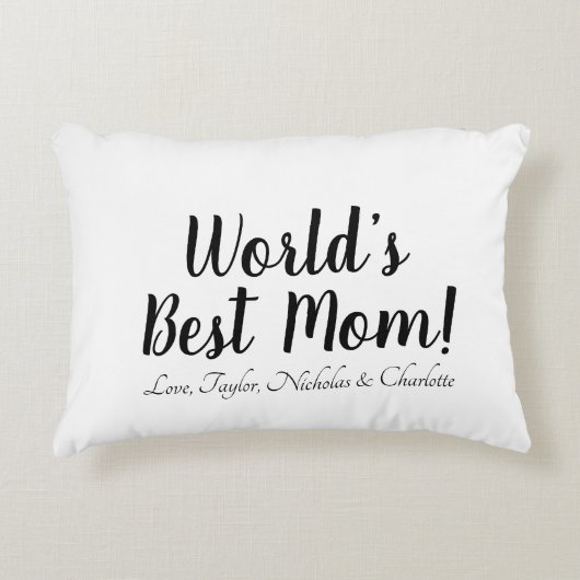 世界の最高の母白黒カスタム脚本スタイリッシュ アクセントクッション (正面)