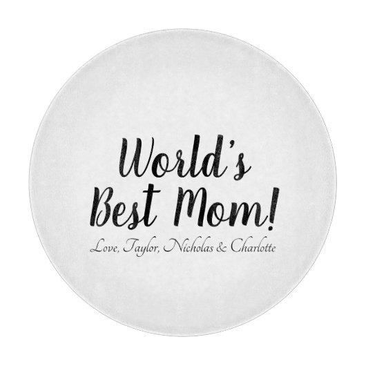 世界の最高の母白黒カスタム脚本スタイリッシュ カッティングボード (正面)