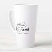 世界の最高の母白黒カスタム脚本スタイリッシュ カフェラテマグ (左アングル)