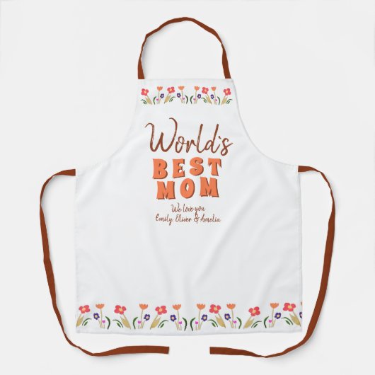 世界の最高の母花フローラ母の日 エプロン (正面)