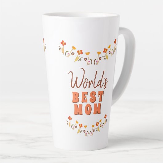 世界の最高の母花フローラ母の日 カフェラテマグ (右アングル)
