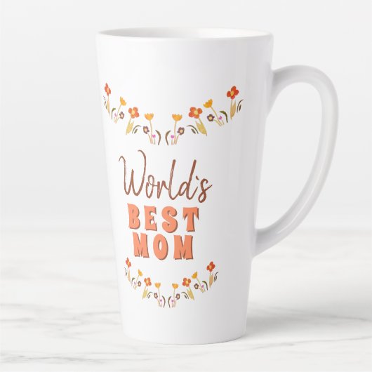 世界の最高の母花フローラ母の日 カフェラテマグ (右)