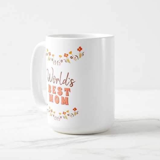 世界の最高の母花フローラ母の日 コーヒーマグカップ (正面左)