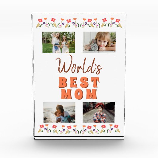 世界の最高の母花フローラ母の日 フォトブロック (正面)