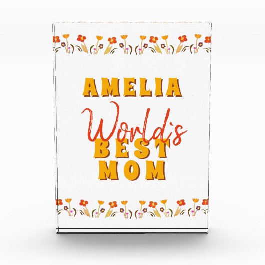 世界の最高の母花フローラ母の日 フォトブロック (正面)