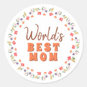 世界の最高の母花フローラ母の日 ラウンドシール (正面)