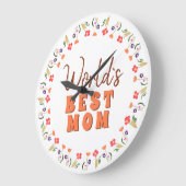 世界の最高の母花フローラ母の日 ラージ壁時計 (傾斜)