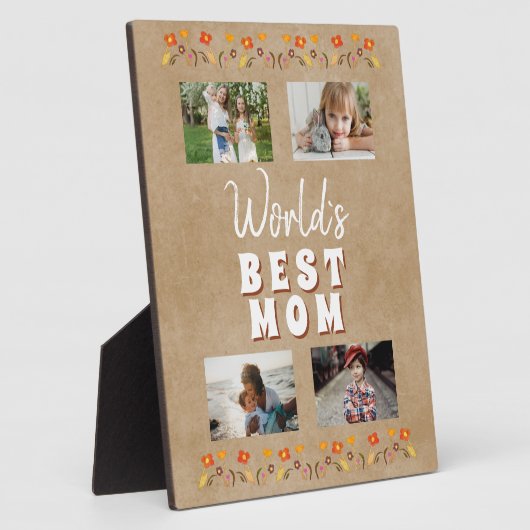 世界の最高の母花フローラ素朴写真 フォトプラーク (側面)