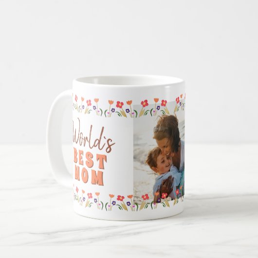 世界の最高の母花母の日の写真 コーヒーマグカップ (正面左)