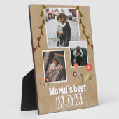 世界の最高の母花Old紙3写真 フォトプラーク (側面)