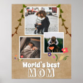 世界の最高の母花Old紙3写真 ポスター (正面)