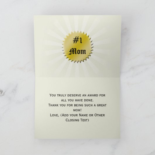 世界の最高の母賞の証票 カード (内部)